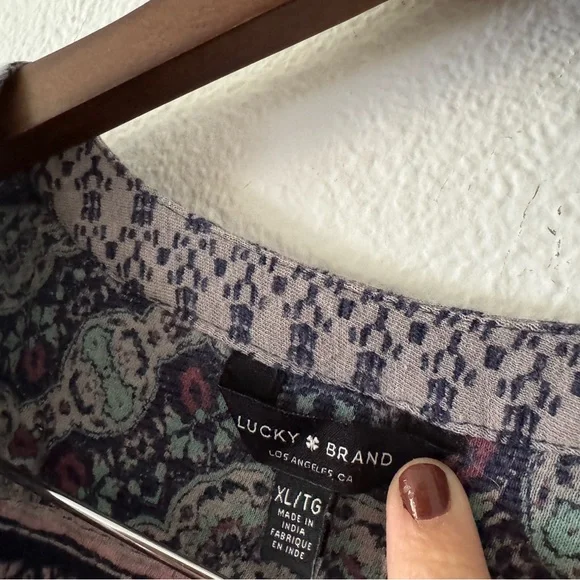 Lucky Brand Peasant Tunic Boho Chic Cottagecore Blouse XL Ethereal Whimsigoth - Picture 6 of 10